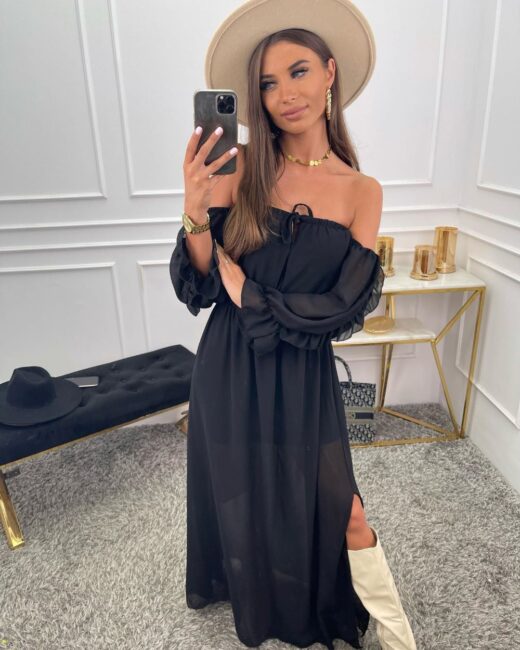 Črna "off shoulder" obleka - Aurora's play